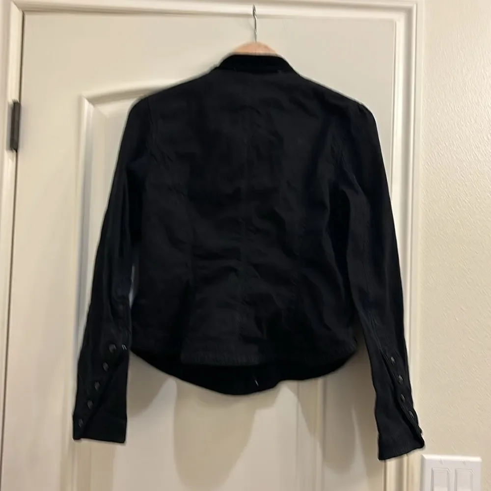 Ralph Lauren black denim woman's jacket w velvet at the collar/sparkly buttons - Picture 10 of 16
